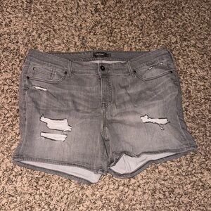 Torrid Light Gray Ripped Jean Shorts